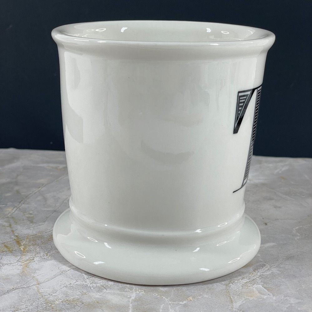 Anthropologie Monogram Letter T Ceramic Coffee Mug White Black Pedestal Large - Picture 2 of 9